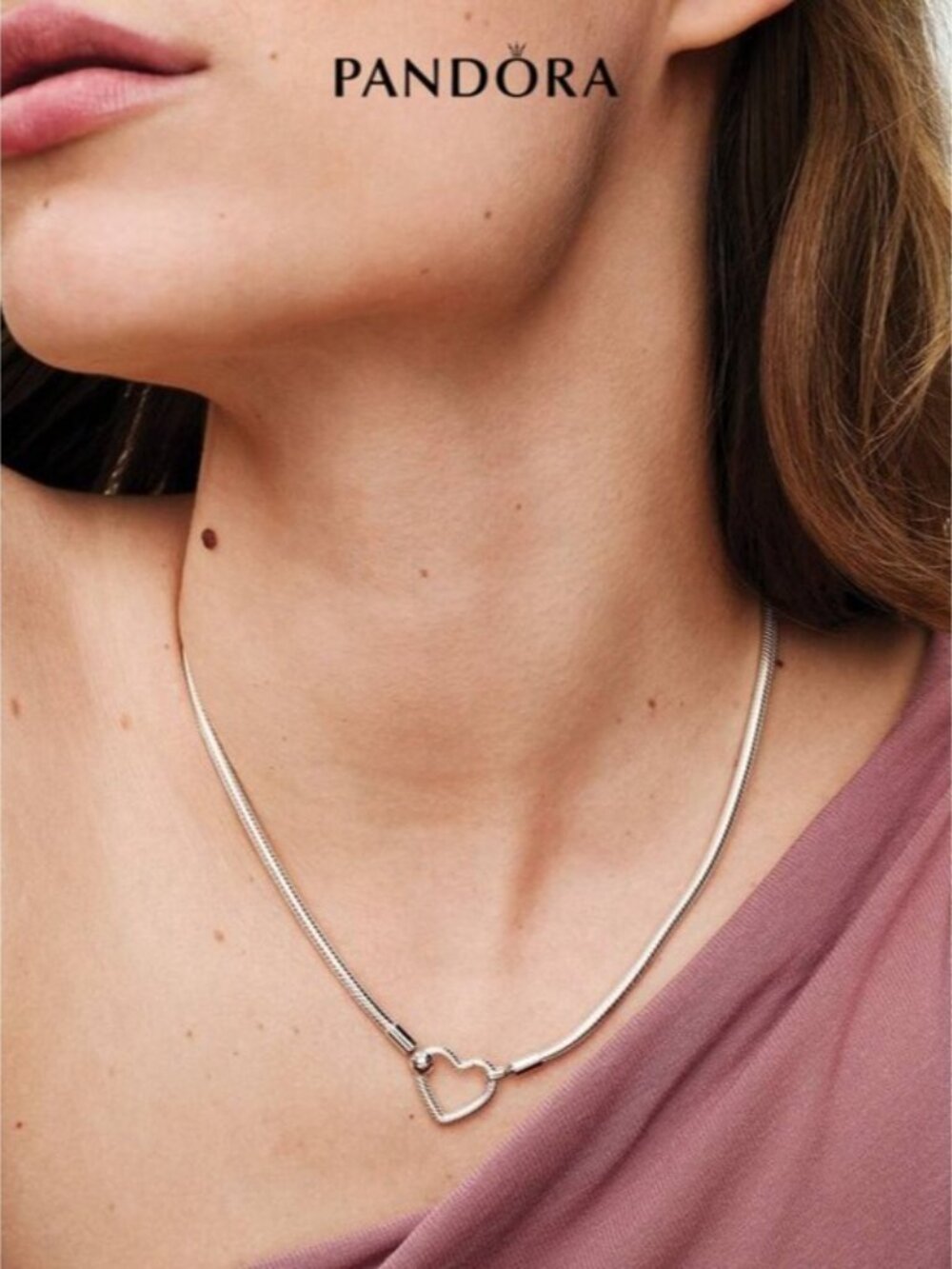 🌸✨🌸 Pandora Heart Closure Snake Chain Necklace - Picture 3 of 6